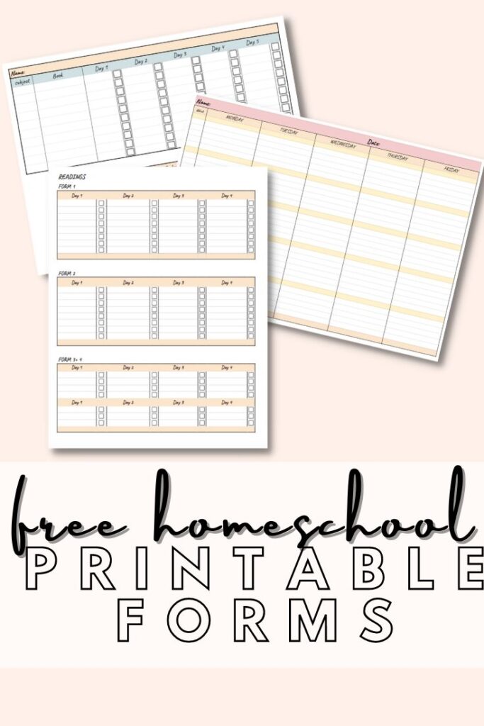 free homeschool printable charts and forms